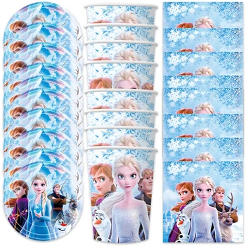 60ШТ Disney Frozen Theme, Сувениры для мальчиков, чашки, тарелки для вечеринки с Днем рождения, тарелки для душа ребенка, салфетки для украшения, Набор посуды