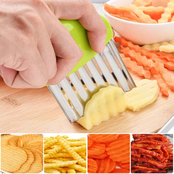 Гофрированный Французский нож для резки овощей и фруктов, аксессуары для нарезки картофеля Фри, кухонный слайсер для нарезки чипсов, волнистый картофель Картофель