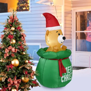 Надувной светящийся медведь со светодиодной подсветкой 1,5 м с подарочным пакетом Рождественский декор для дома на лужайке во дворе