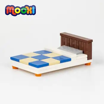 Серия MOOXI Creative Furniture Односпальная кровать Модель дома в собранном виде, развивающая игрушка для детей, строительный блок, подарок MOC0029-B